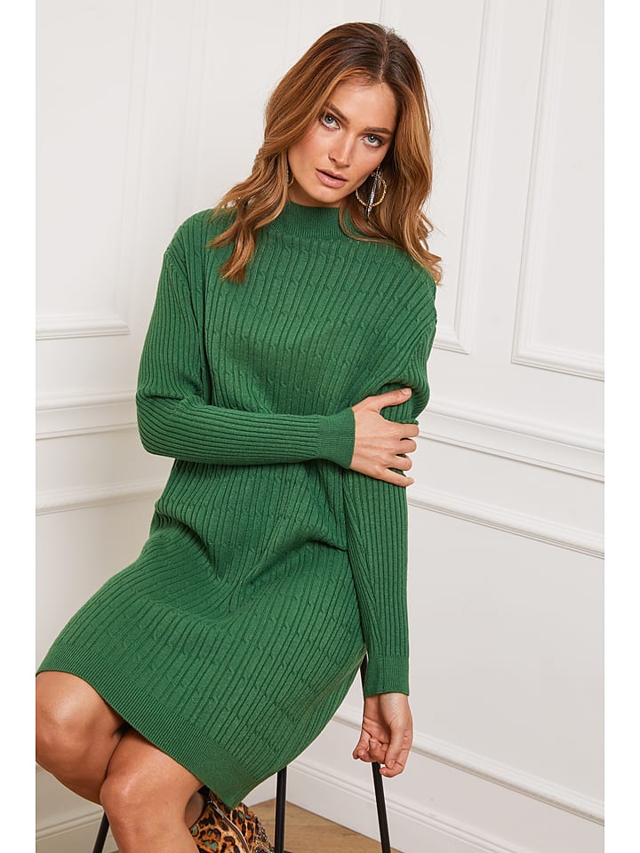 So Cachemire Sukienka dzianinowa "Doumbia" w kolorze zielonym rozmiar: M