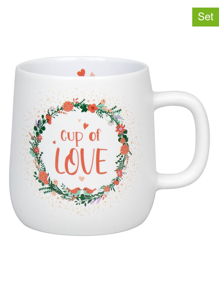 Könitz Kubki jumbo (2 szt.) "Cup of Love" w kolorze białym - 395 ml rozmiar: onesize