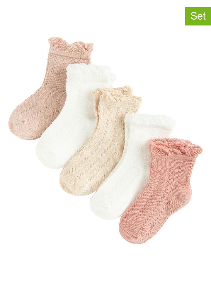 COOL CLUB Skarpety (5 par) w kolorze beżowo-jasnoróżowo-białym rozmiar: 19-21