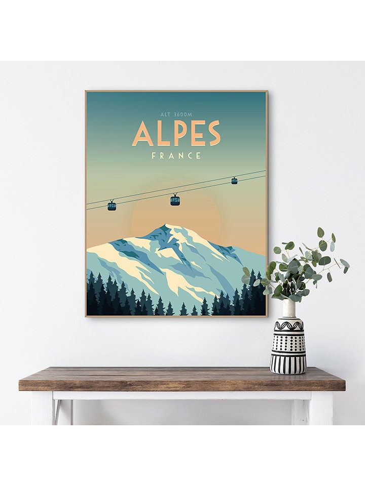 Orangewallz Druk artystyczny "Alpes France" w ramce rozmiar: 40x50 cm