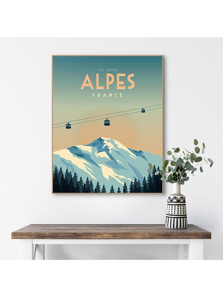 Orangewallz Druk artystyczny "Alpes France" w ramce rozmiar: 40x50 cm