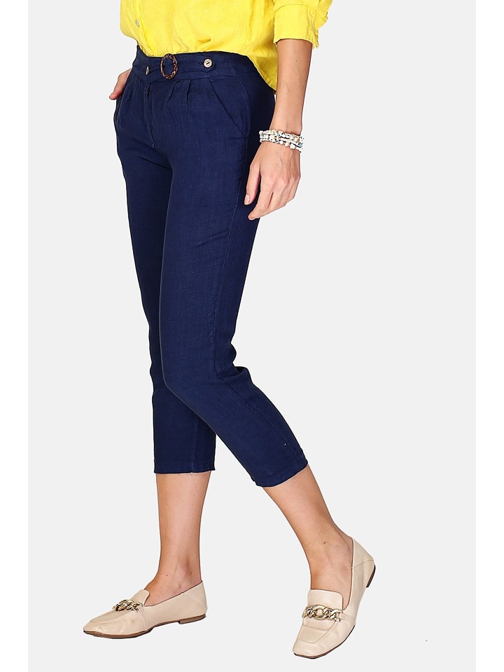 Le Jardin du Lin Lniane rybaczki w kolorze granatowym rozmiar: 42