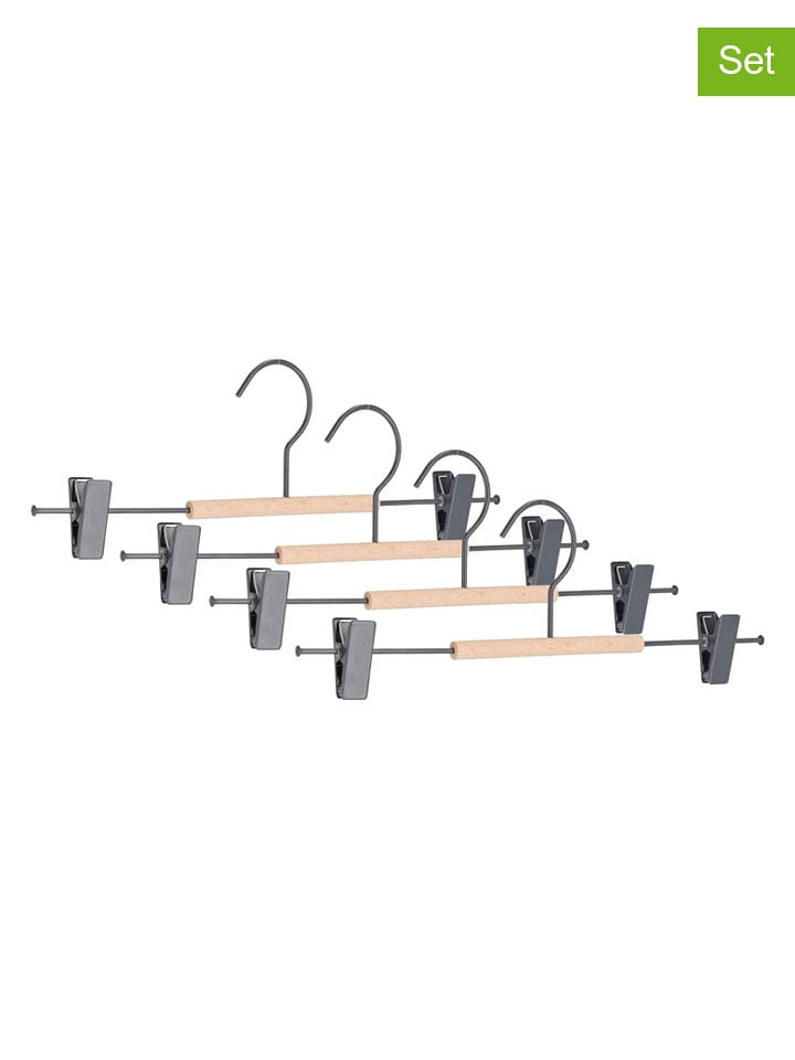 Bizzotto Wieszaki (4 szt.) w kolorze antracytowo-beżowym na ubrania - 35 x 12 cm rozmiar: onesize