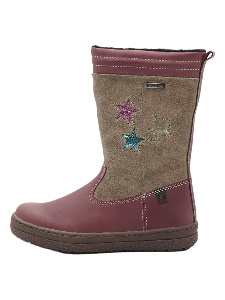 El Naturalista Skórzane kozaki zimowe w kolorze beżowo-szaroróżowym rozmiar: 33