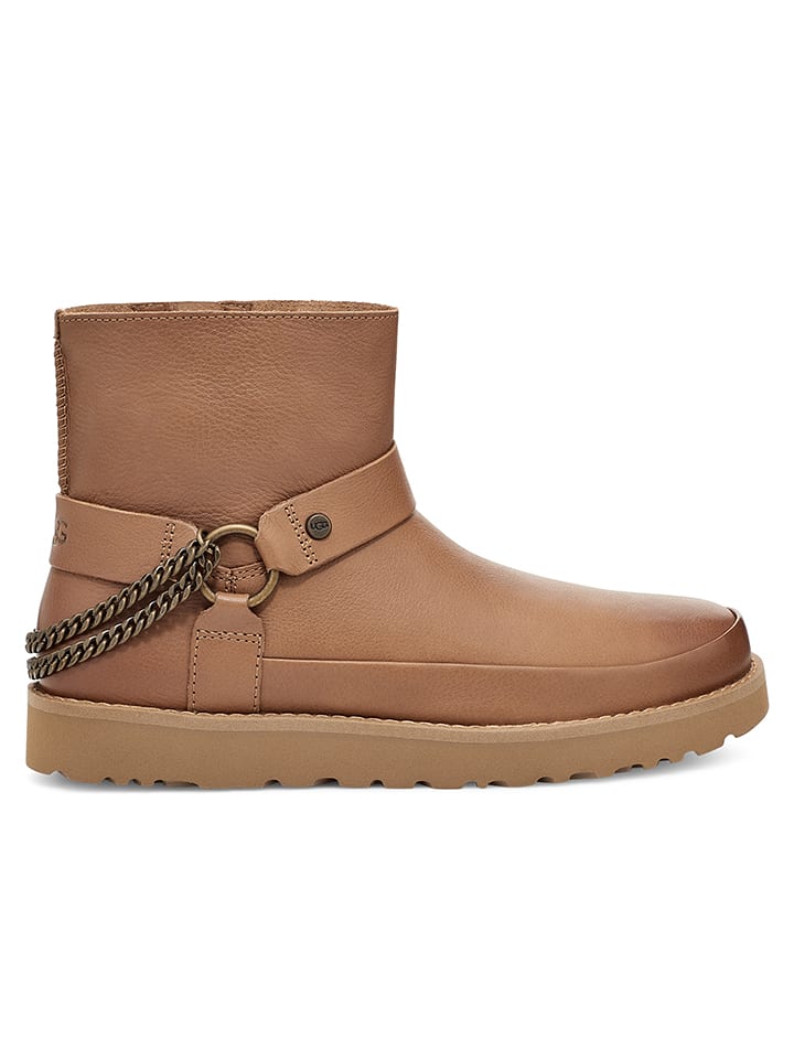 UGG Skórzane botki "Classic Mini Deconstructed" w kolorze jasnobrązowym rozmiar: 37