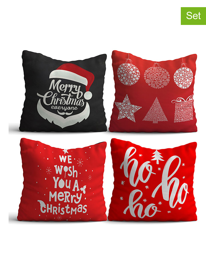 Colorful Cotton Poduszki (4 szt.) w kolorze czerwono-czarnym rozmiar: 43x43 cm