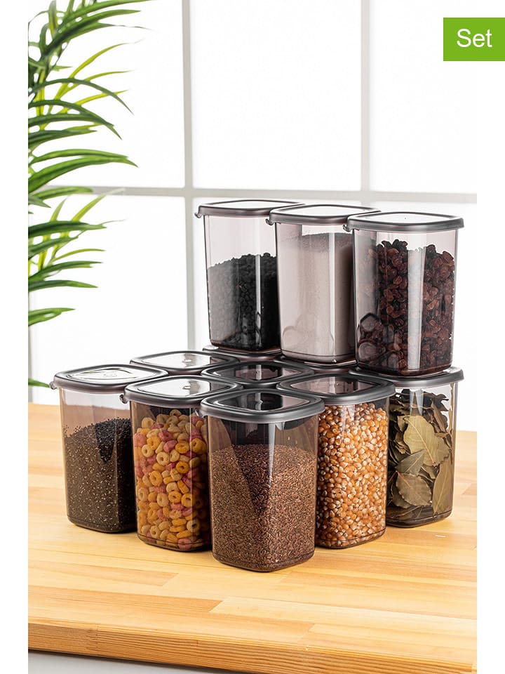 Violeta Home Pojemniki (12 szt.) w kolorze antracytowym - 1,2 l rozmiar: onesize