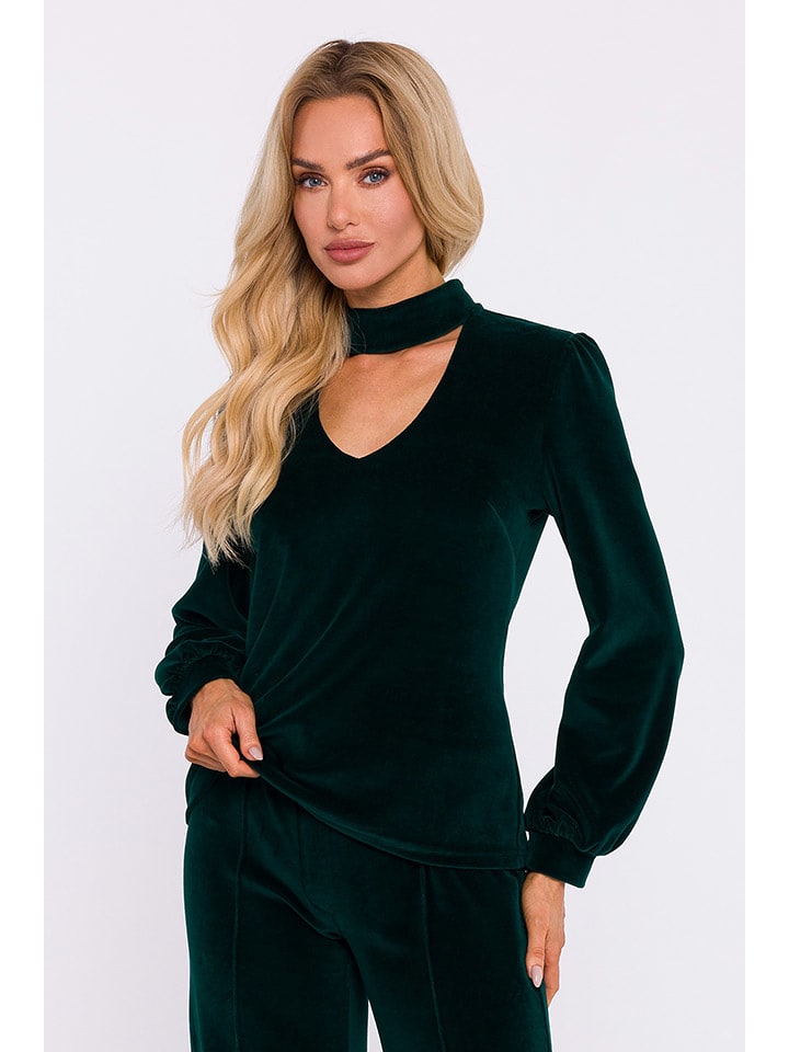 made of emotion Bluzka w kolorze ciemnozielonym rozmiar: L