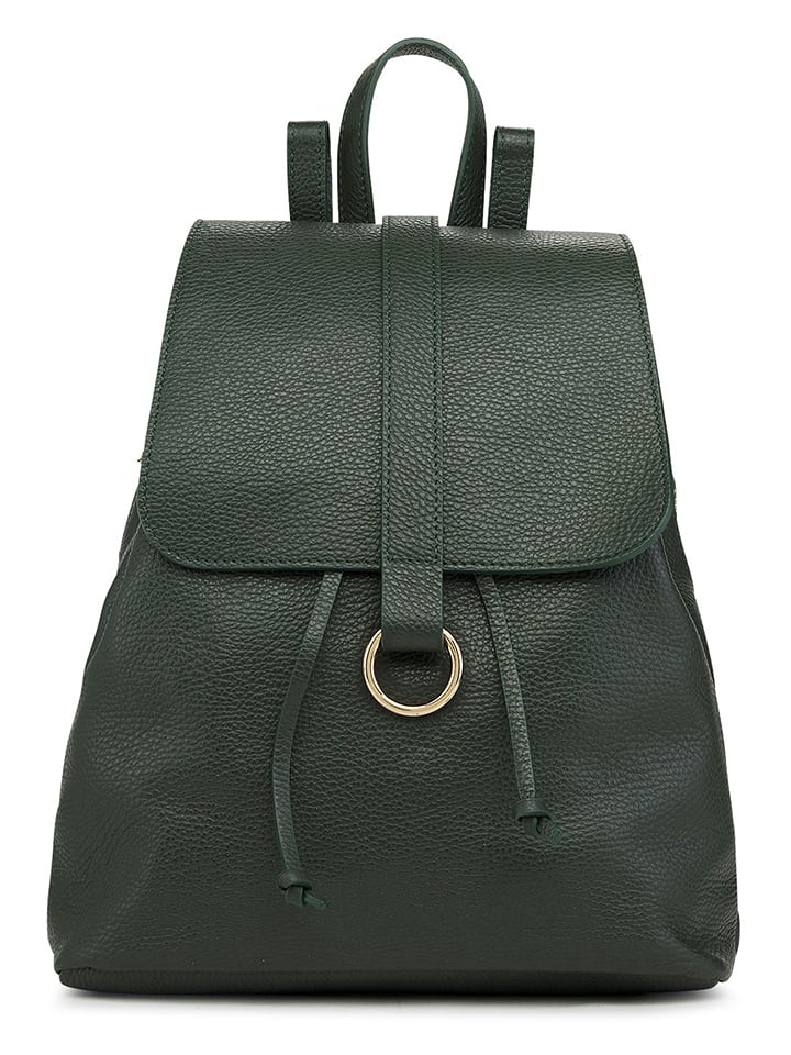 ORE10 Skórzany plecak "Bosar" w kolorze ciemnozielonym - 33 x 36 x 11 cm rozmiar: onesize