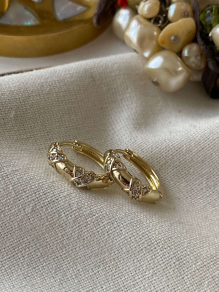 Luseera Pozłacane kolczyki-kreole z cyrkoniami rozmiar: onesize