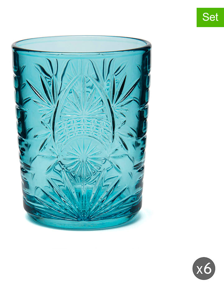 Trendy Kitchen by EXCÉLSA Szklanki (6 szt.) "Color Tumbler" w kolorze błękitnym - 350 ml rozmiar: onesize