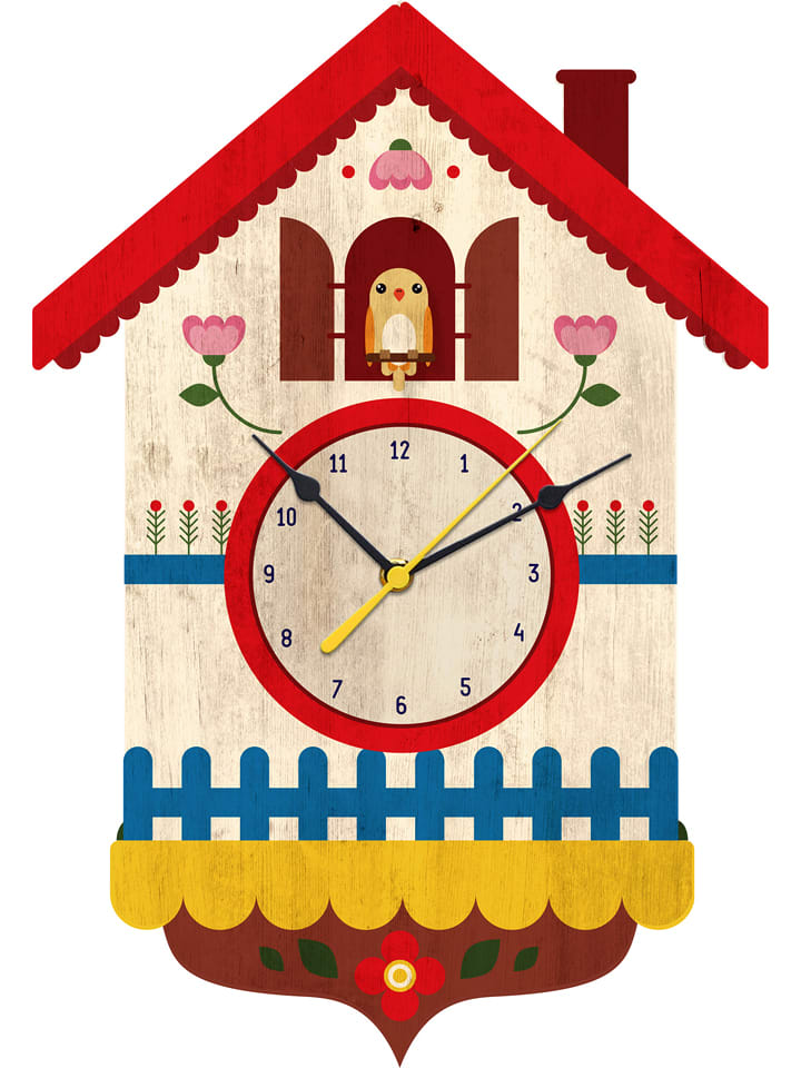 The Wild Hug Kolorowy zegar ścienny "Cuckoo" - 40 x 40 cm rozmiar: onesize