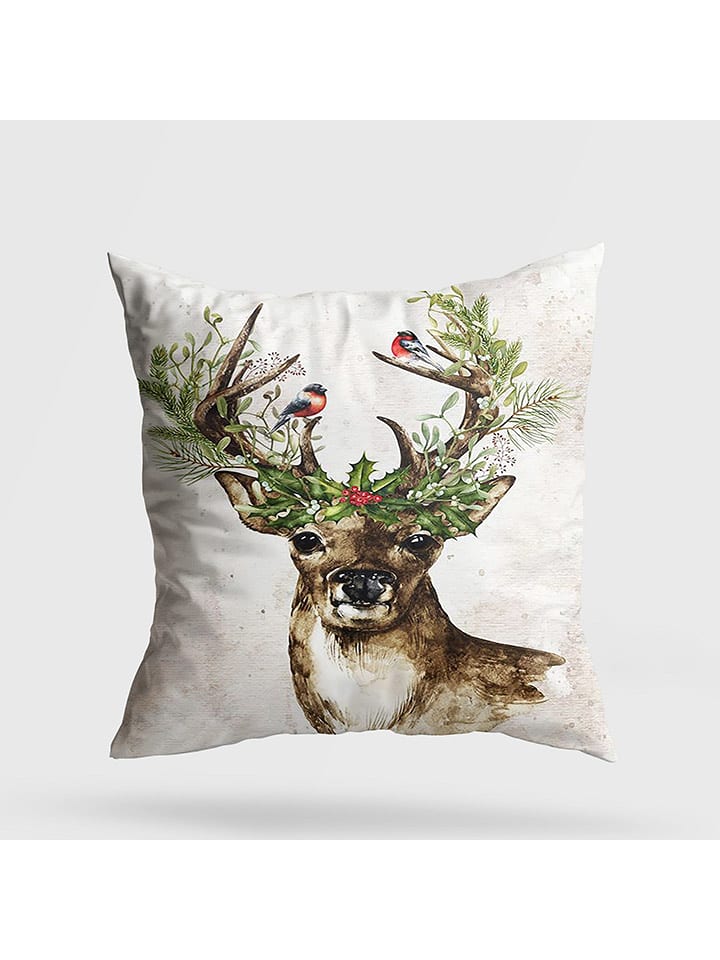 ABERTO DESIGN Poduszka w kolorze biało-jasnobrązowo-zielonym rozmiar: 43x43 cm