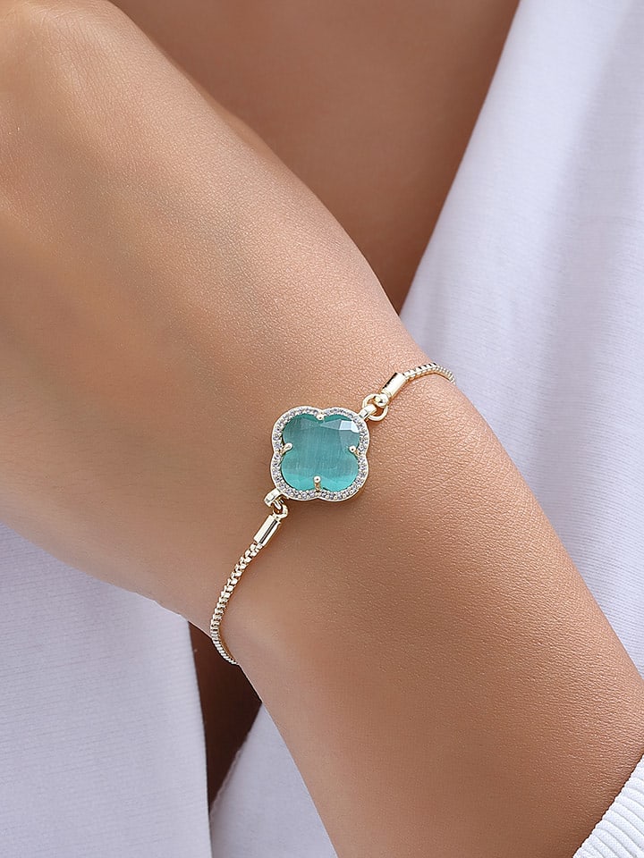 Nakkash Pozłacana bransoletka z cyrkoniami i kamieniem szlachetnym rozmiar: onesize