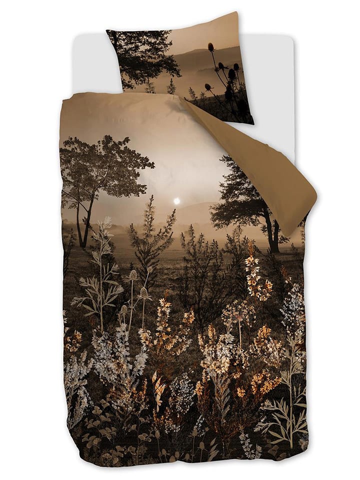 Beddinghouse Komplet pościeli satynowej "Evening" w kolorze brązowym rozmiar: 155x220 cm