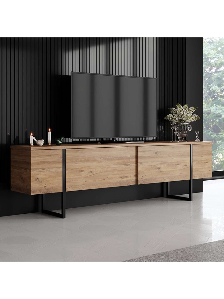 Scandinavia Concept Komoda RTV "Luxe" w kolorze jasnobrązowo-czarnym - 180 x 50 x 30 cm rozmiar: onesize