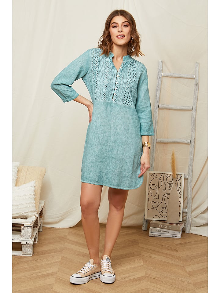 Rodier Lin Lniana sukienka w kolorze zielonym rozmiar: XL/XXL