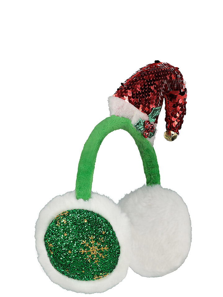 Sublevel Pluszowe nauszniki w kolorze biało-zielono-czerwonym rozmiar: onesize