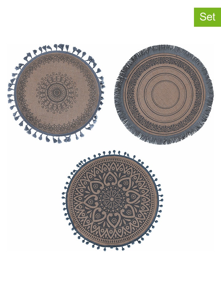 Villa d´Este Podkładki stołowe (6 szt.) w kolorze szaro-beżowym - Ø 38 cm rozmiar: onesize