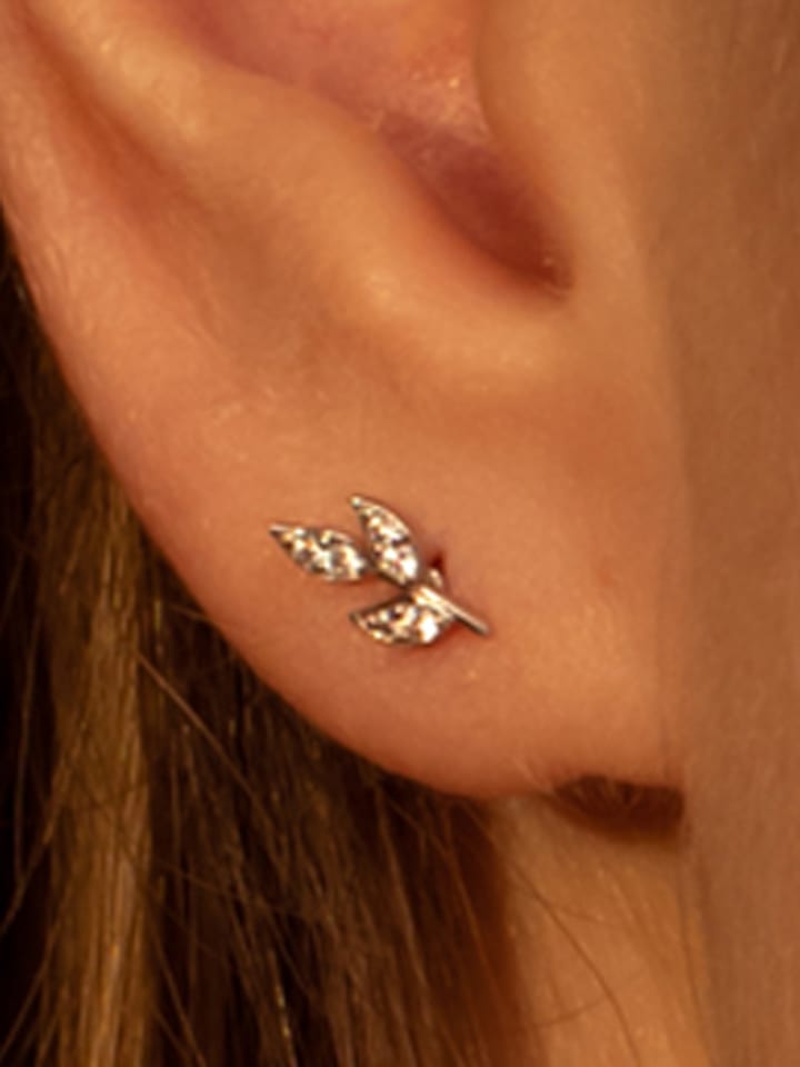 OR ÉCLAT Złote kolczyki-wkrętki "three petals" z cyrkoniami rozmiar: onesize