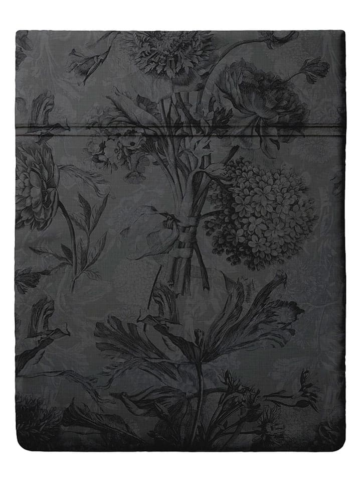 maison héritage PARIS Satynowe prześcieradło "Botanique" w kolorze antracytowym rozmiar: 240x300 cm
