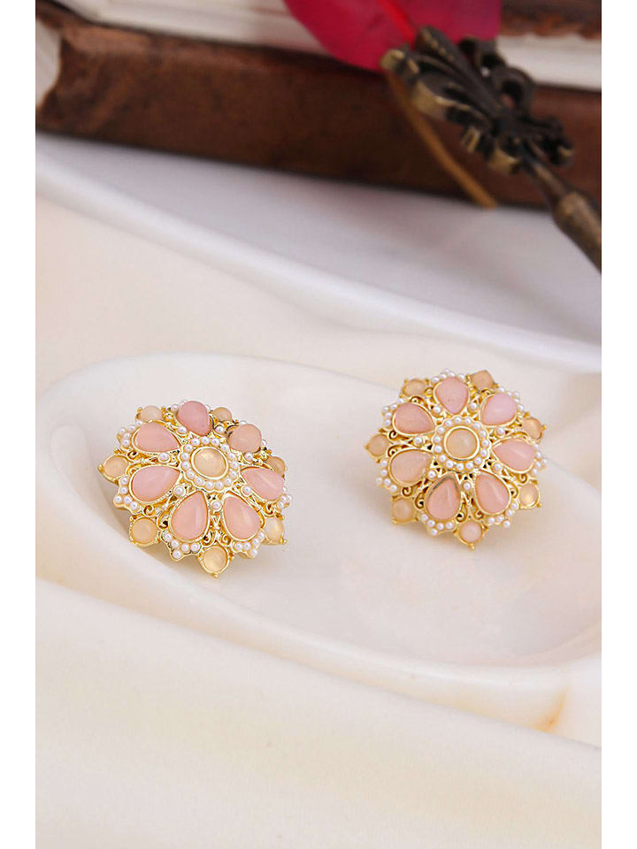 Pierres delicates Pozłacane kolczyki z kwarcem różowym rozmiar: onesize