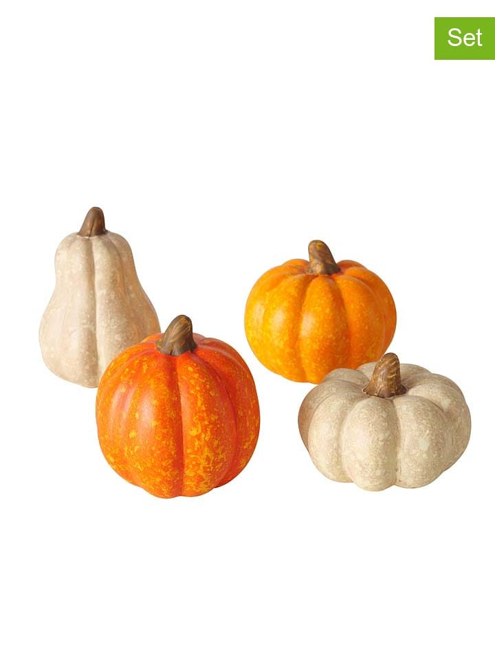 Boltze Dekoracje (4 szt.) "Pumpky" w kolorze pomarańczowo-kremowym - wys. 6,5 cm rozmiar: onesize