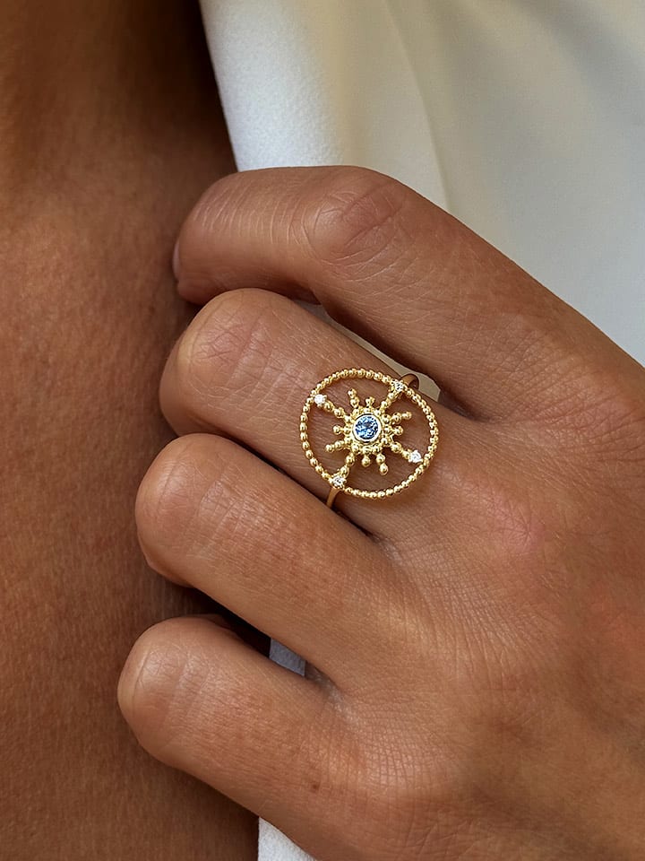 DI GIORGIO Pozłacany pierścionek ze spinelem rozmiar: 58