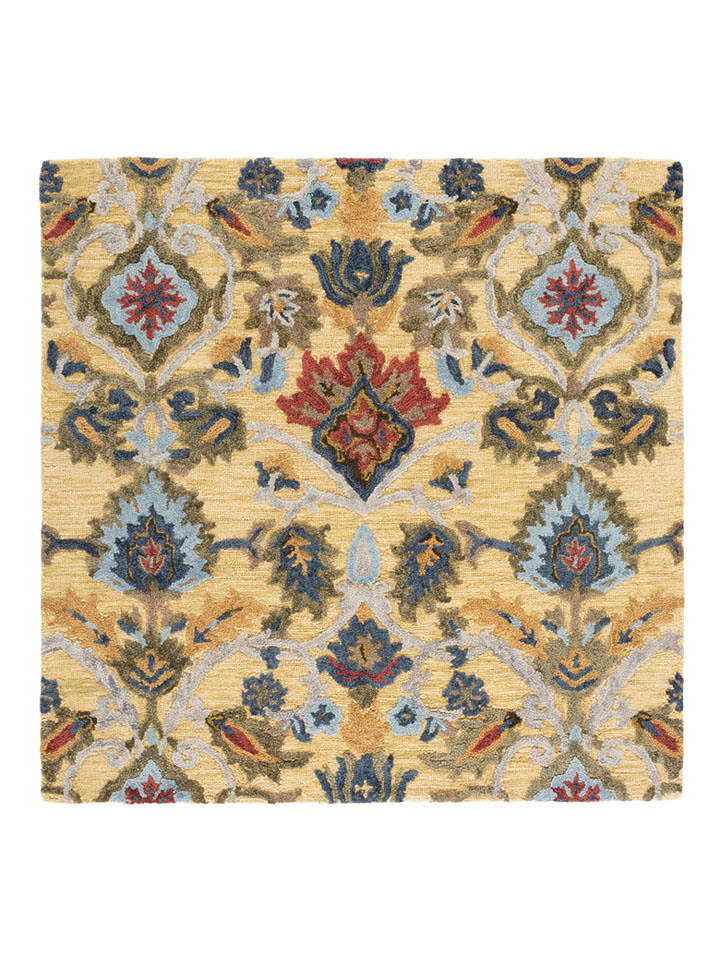 Safavieh Wełniany dywan "Blossom" w kolorze żółtym ze wzorem rozmiar: 183x183 cm