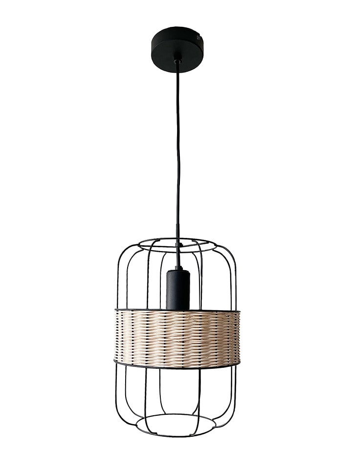 FISCHER & HONSEL Lampa wisząca "Nature" w kolorze czarno-beżowym - wys. 140 x Ø 22 cm rozmiar: onesize