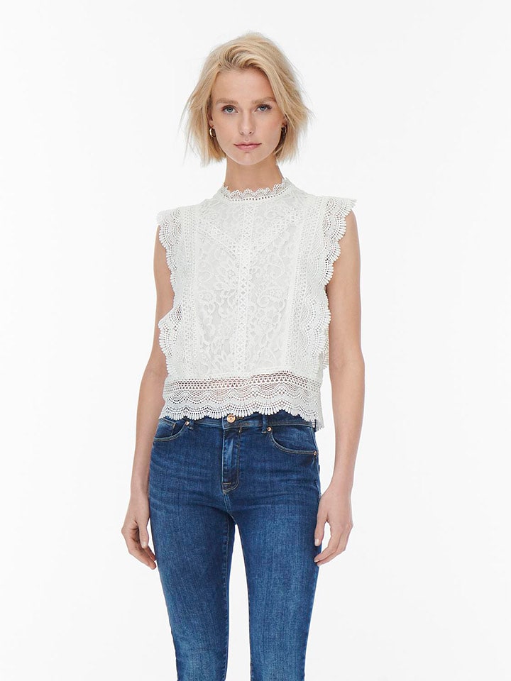 ONLY Bluzka "Karo" w kolorze białym rozmiar: L