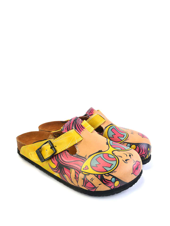 Calceo Chodaki w kolorze żółtym ze wzorem rozmiar: 39