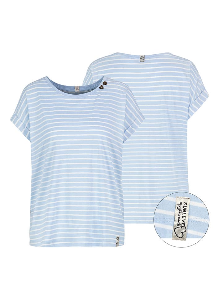 Sublevel Koszulka w kolorze błękitno-białym rozmiar: XS