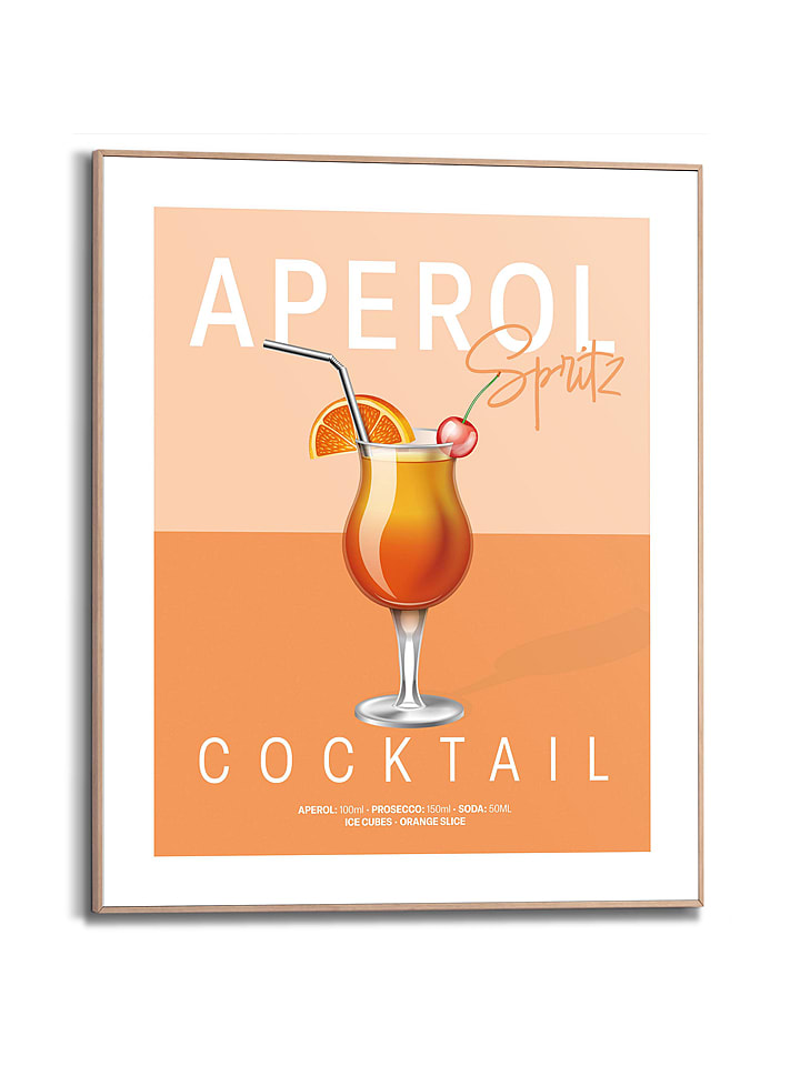 Orangewallz Druk artystyczny "Aperol Cocktail" w ramce rozmiar: 40x50 cm