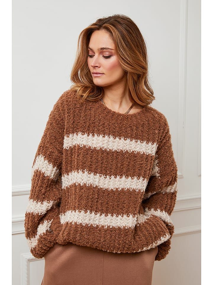 Plume Sweter "Andalou" w kolorze karmelowo-kremowym rozmiar: S