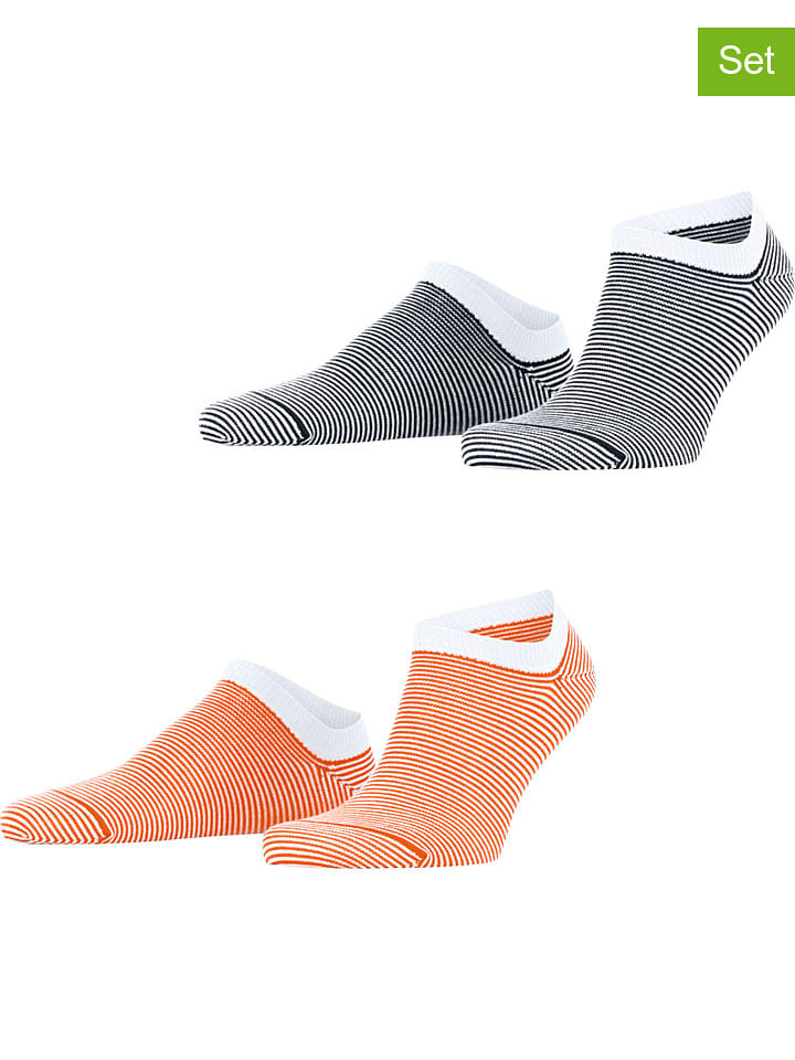 ESPRIT Skarpety (2 pary) "Allover" w kolorze pomarańczowo-biało-granatowym rozmiar: 39-42