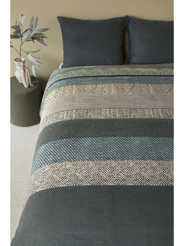 Beddinghouse Komplet pościeli flanelowej "Enzo" w kolorze zielonym rozmiar: 140x200/220 cm