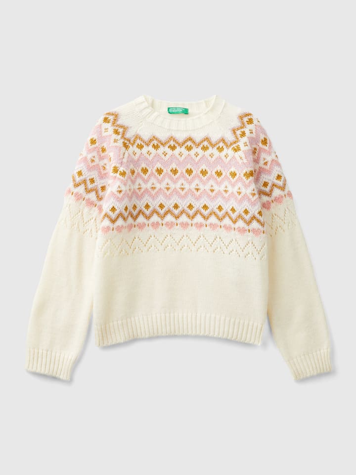 Benetton Sweter w kolorze kremowym rozmiar: 122