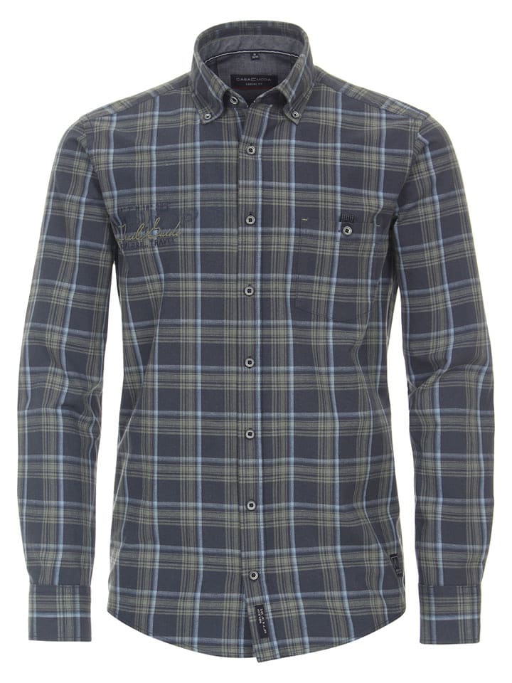 CASAMODA Koszula - Casual fit - w kolorze granatowo-oliwkowym rozmiar: 4XL