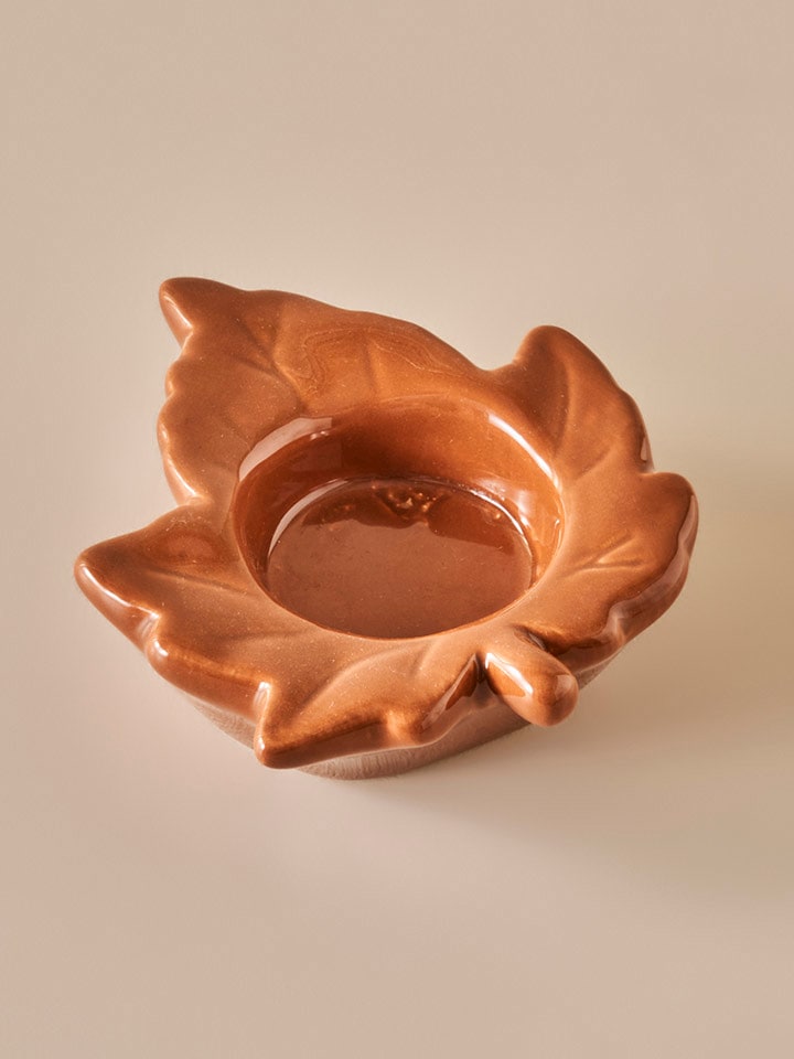 BELLA MAISON Świecznik "Leaf" w kolorze jasnobrązowym - 9 x 8 x 3 cm rozmiar: onesize