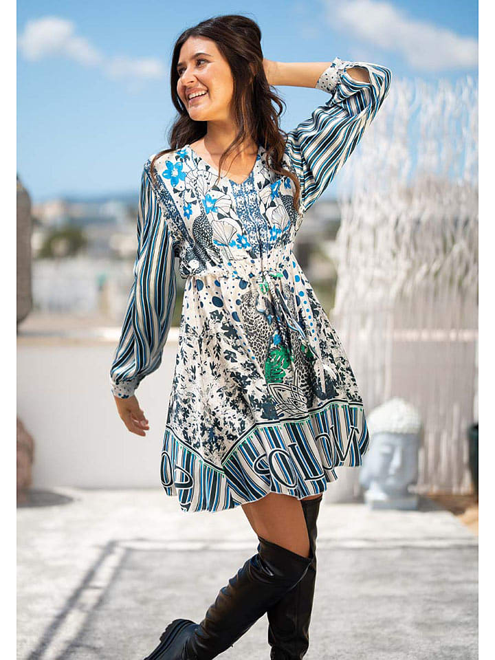 miss goodlife Sukienka w kolorze biało-granatowym rozmiar: M