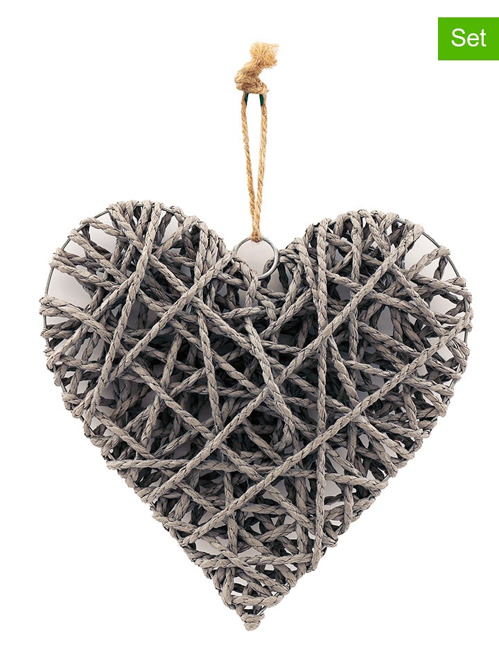 SiL Interiors Zawieszki dekoracyjne (2 szt.) w kolorze jasnoszaro-kremowym - dł. 25 cm rozmiar: onesize