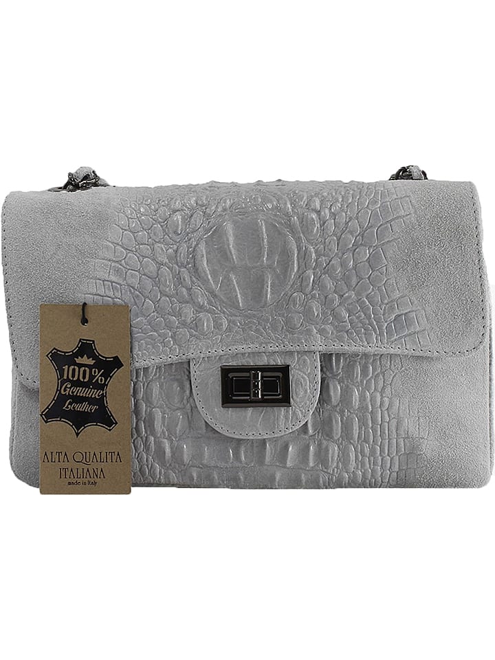 ORE10 Skórzana torebka w kolorze szarym - 28 x 16 x 8 cm rozmiar: onesize