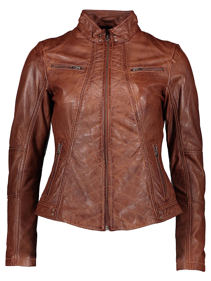 7eleven Skórzana kurtka "Renia" w kolorze karmelowym rozmiar: 44