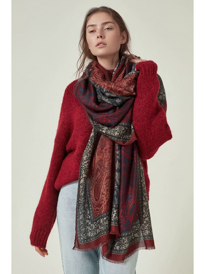 Lucky Bees Szal w kolorze bordowo-granatowym - 180 x 90 cm rozmiar: onesize