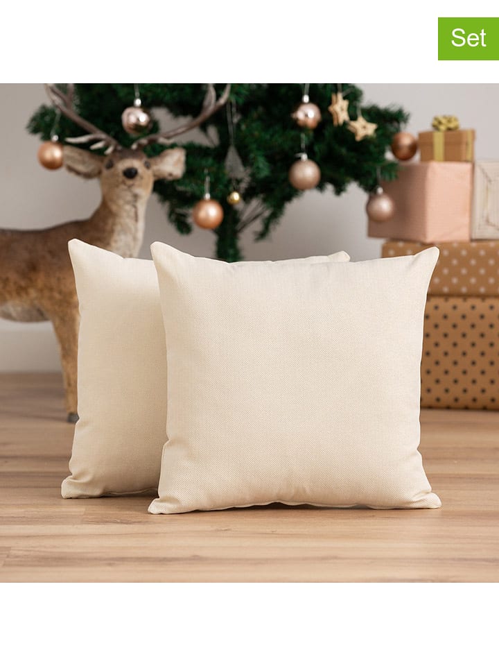 GAMUSI Poszewki (2 szt.) "Lights" w kolorze kremowym na poduszkę rozmiar: 45x45 cm