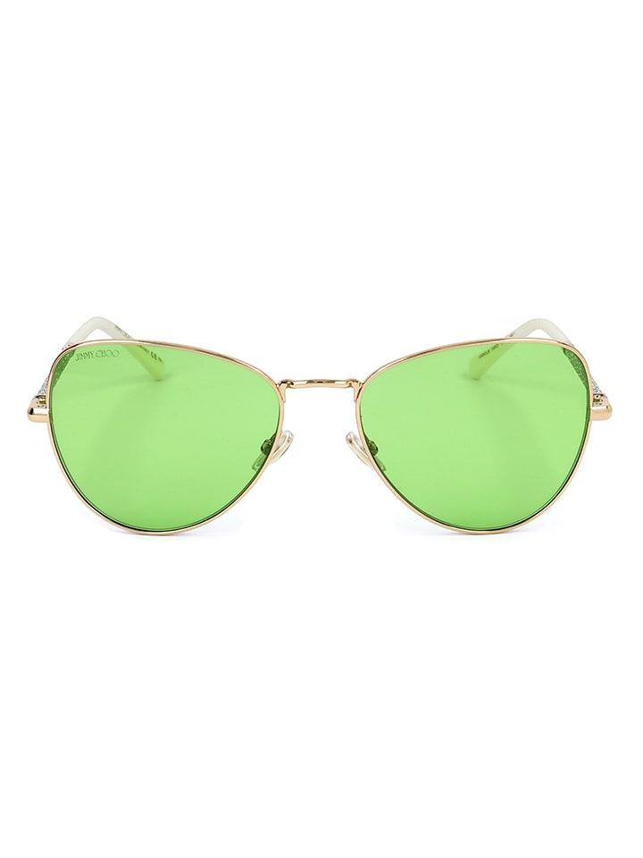 Jimmy Choo Damskie okulary przeciwsłoneczne w kolorze złoto-zielonym rozmiar: 56
