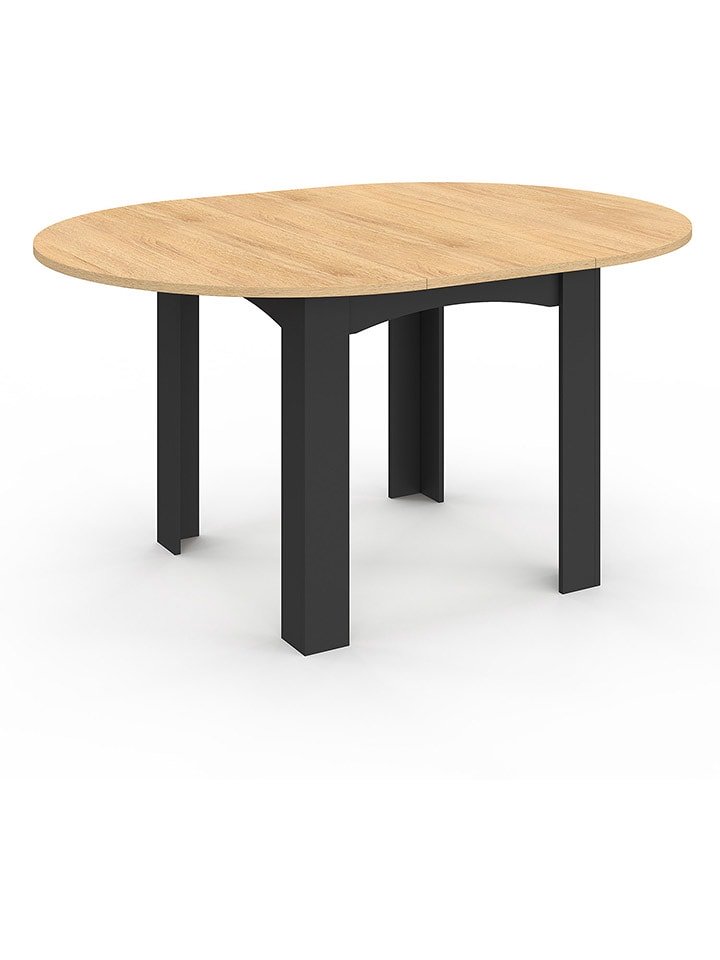 IDOMYA Factory Stół "Dina" w kolorze jasnobrązowo-czarnym do jadalni - wys. 75 x Ø 110 cm rozmiar: onesize