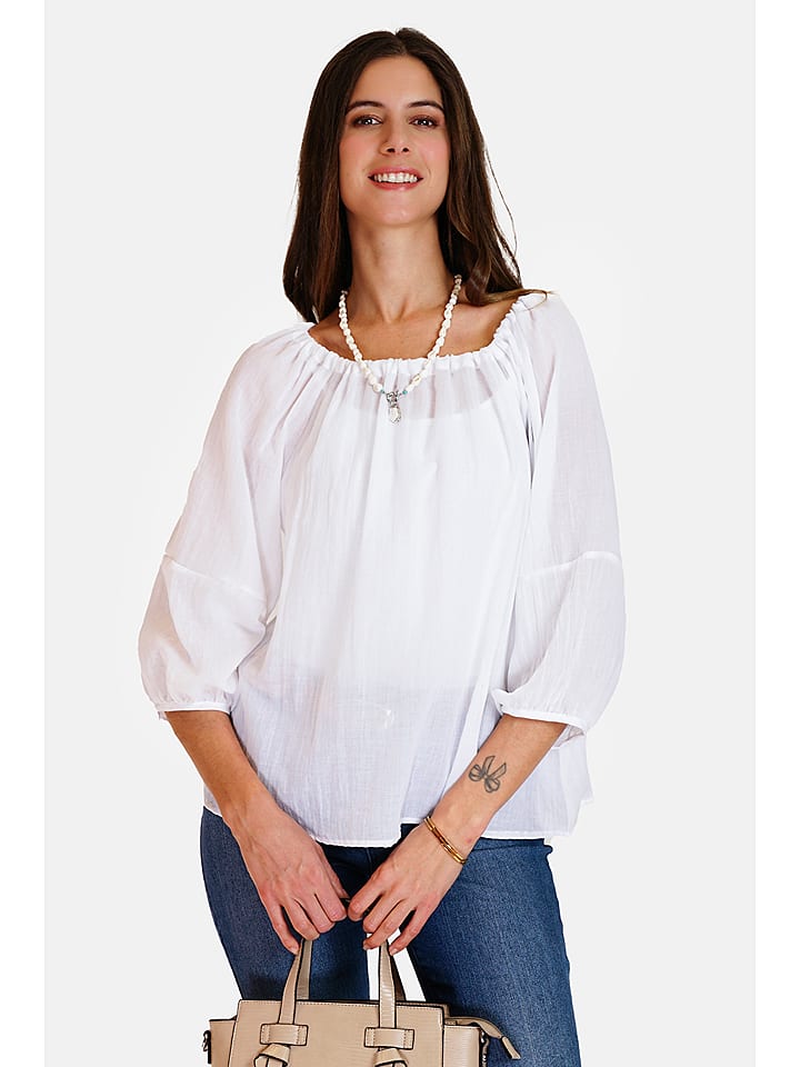 Le Jardin du Lin Lniana bluzka w kolorze białym rozmiar: 36