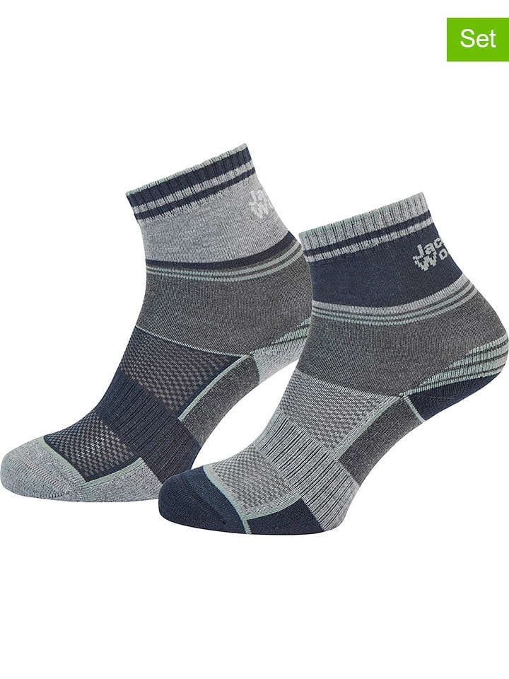 Jack Wolfskin Skarpety funkcyjne (2 pary) "Hike" w kolorze szaro-granatowym rozmiar: 31-33
